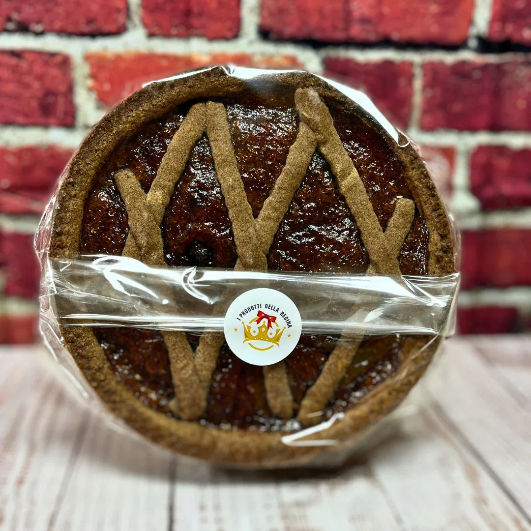 Crostata al riso nero artigianale confezionata con etichetta I Prodotti Della Regina, C'era Una Volta - Bottega delle Mucche - Trecate (NO)