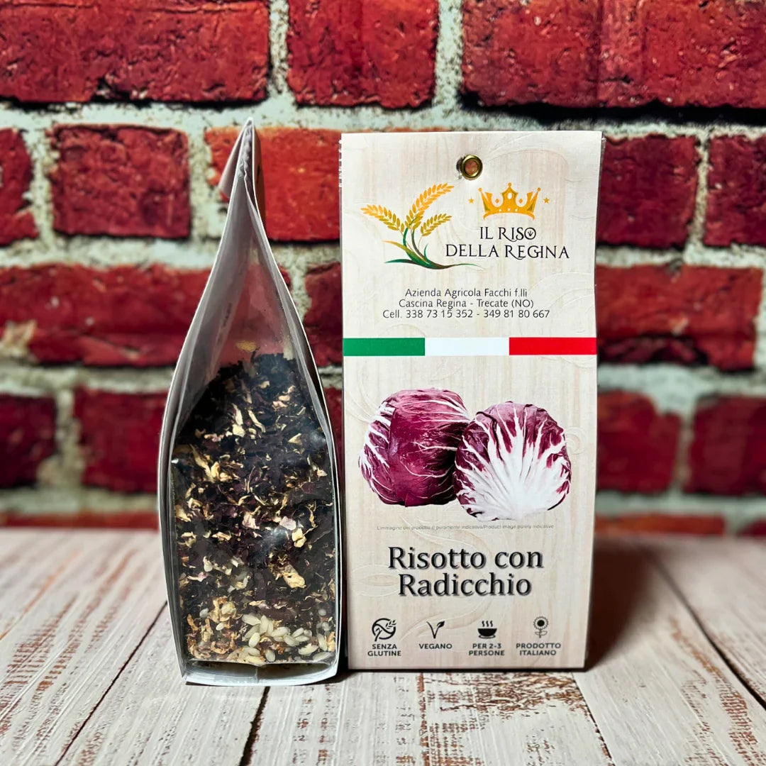 Risotto con radicchio confezione Il Riso della Regina, Azienda Agricola Facchi f.lli, prodotto italiano a Trecate, NO