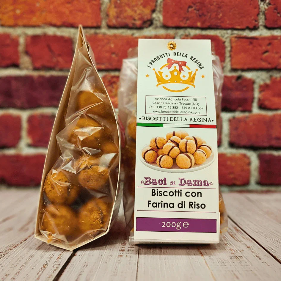 Biscotti Baci di Dama con farina di riso confezionati, I Prodotti della Regina, Cascina Regina, Trecate (NO)