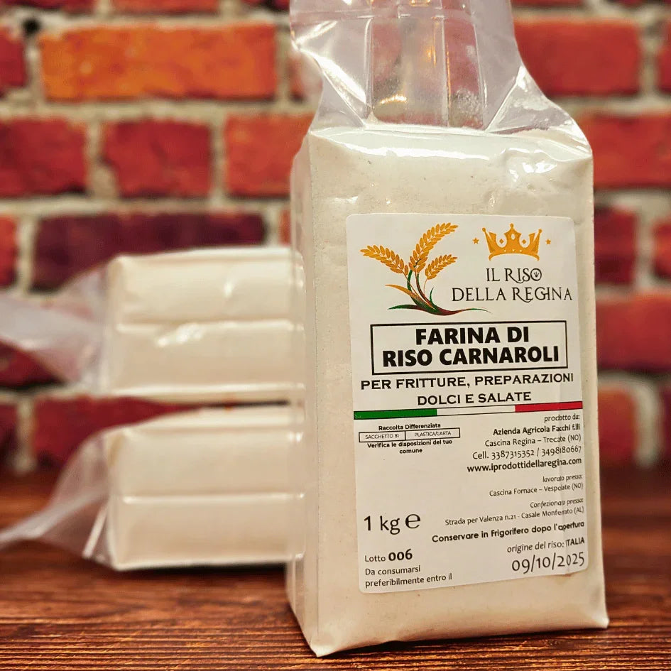 Farina di riso Carnaroli Il Riso della Regina confezione da 1 kg per fritture e preparazioni dolci e salate, C'era una volta - Bottega delle Mucche - Trecate (NO)