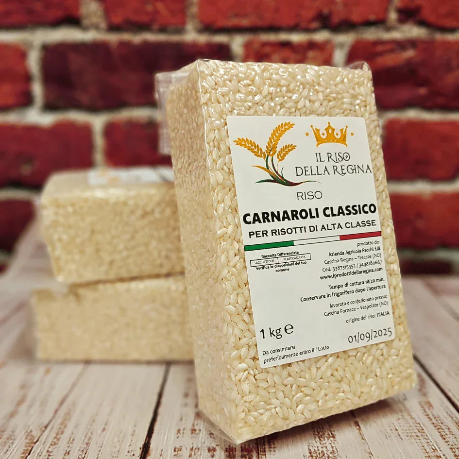 Pacchetto da 1 kg di riso Carnaroli Classico Il Riso della Regina per risotti, C'era una volta - Bottega delle Mucche - Trecate (NO)
