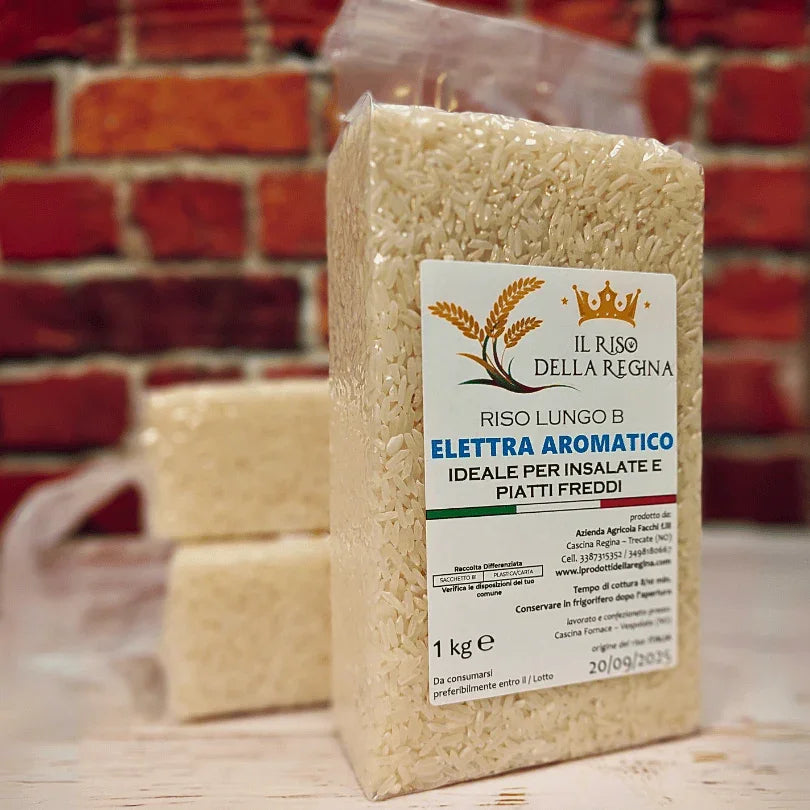 Confezione di riso lungo B Elettra Aromatico da 1 kg di Il Riso della Regina, ideale per insalate e piatti freddi, C'era una volta - Bottega delle Mucche - Trecate (NO)