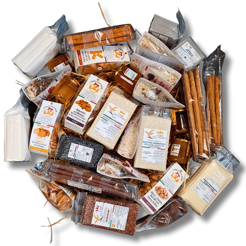 Confezione degustazione prodotti tipici italiani: biscotti, miele, riso e farine da C'era Una Volta - Bottega delle Mucche - Trecate (NO)